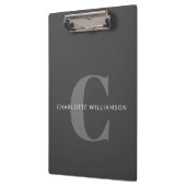 Porte-bloc Nom Monogrammé Élégant Professionnel Noir Gris (Gauche)