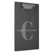 Porte-bloc Nom Monogrammé Élégant Professionnel Noir Gris (Swatch)