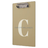 Porte-bloc Nom Monogramme élégant Professionnel Tan Or (Gauche)