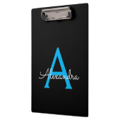 Porte-bloc Nom Monogramme Féminin Écriture Noir Bleu (Gauche)