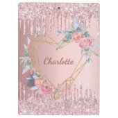 Porte-bloc Nom monogramme floral rose (Dos)