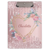 Porte-bloc Nom monogramme floral rose (Devant)