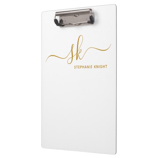 Porte-bloc Nom monogramme Gold Script Professional (Gauche)