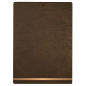 Porte-bloc Nom monogrammé or script marron cuir (Dos)
