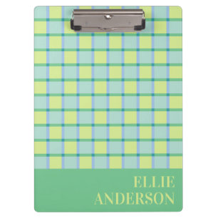 Porte-bloc Nom Pastel Bleu Vert Citron Carreaux Moderne