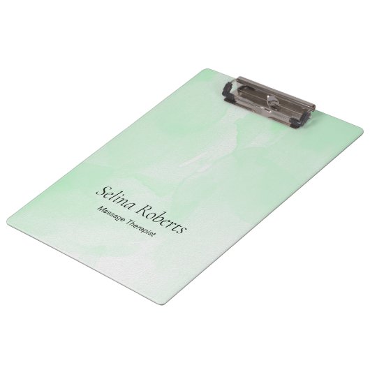 Porte-bloc Nom personnalisé aquarelle verte (Incliné)