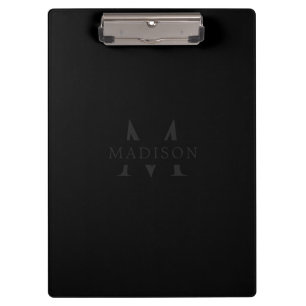 Porte-bloc Nom personnalisé avec monogramme noir professionne
