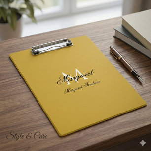 Porte-bloc Nom personnalisé avec monogramme stylisé M or