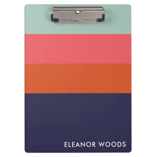 Porte-bloc Nom personnalisé bleu bleu bleu rose géométrique r (Devant)