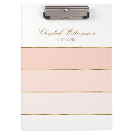 Porte-bloc Nom personnalisé Blush Pink Gold (Devant)