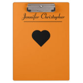 Porte-bloc Nom personnalisé Cute moderne Script Orange love (Devant)