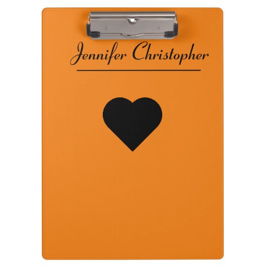 Porte-bloc Nom personnalisé Cute moderne Script Orange love (Devant)