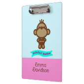 Porte-bloc Nom personnalisé du singe mignon (Gauche)