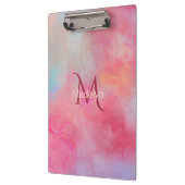 Porte-bloc Nom personnalisé + Encre rose à monogramme aquarel (Gauche)
