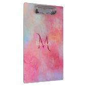 Porte-bloc Nom personnalisé + Encre rose à monogramme aquarel (Swatch)