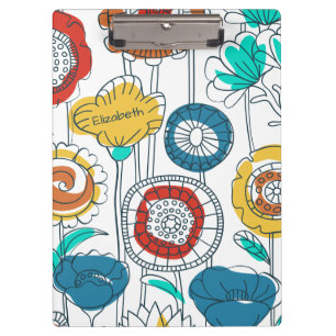 Porte-bloc Nom personnalisé mignon Abstrait Fleurs modernes M