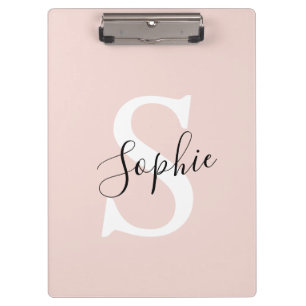 Porte-bloc Nom personnalisé moderne Monogram Pastel Rose