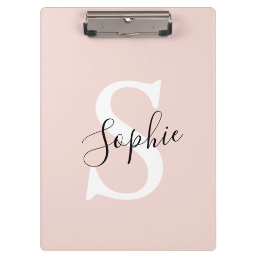 Porte-bloc Nom personnalisé moderne Monogram Pastel Rose (Devant)