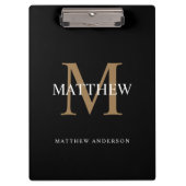 Porte-bloc Nom personnalisé Monogramme noir (Devant)