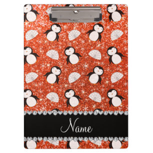 Porte-bloc Nom personnalisé parties scintillant orange pingou