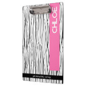 Porte-bloc Nom personnalisé rose et noir moderne (Gauche)