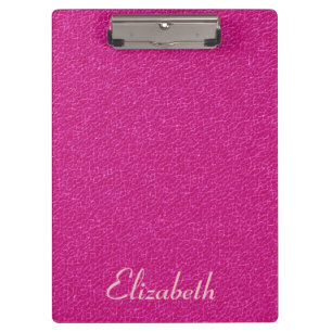 Porte-bloc Nom personnalisé simili cuir rose