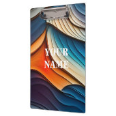 Porte-bloc NOM PERSONNALISÉ Vagues Turquoises et orange Abstr (Gauche)