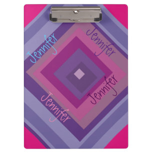 Porte-bloc Nom Pink Purple Diamond Motif Asymétrique Art