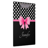 Porte-bloc Nom Pink Ribbon Noir & Blanc Pois (Swatch)
