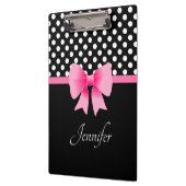 Porte-bloc Nom Ruban Rose Points Noir Et Blanc (Gauche)