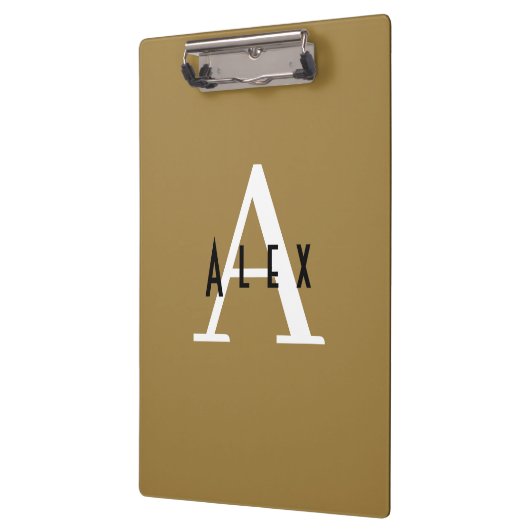 Porte-bloc Nom simple du monogramme de bronze professionnel + (Gauche)