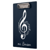 Porte-bloc Notes de musique moderne bleu marine Personnalisé (Gauche)