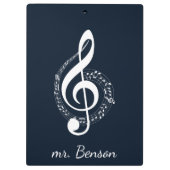 Porte-bloc Notes de musique moderne bleu marine Personnalisé (Dos)