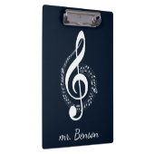 Porte-bloc Notes de musique moderne bleu marine Personnalisé (Swatch)