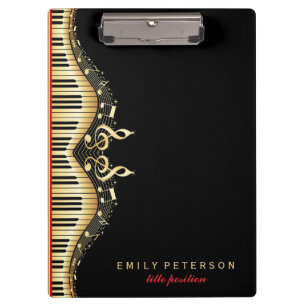 Porte-bloc Notes de musique noir et or Design Accents rouges