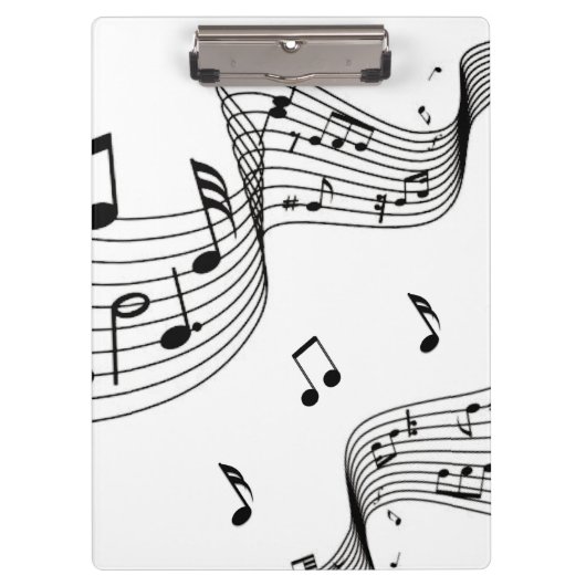 Porte-bloc Notes de musique sur blanc  (Devant)