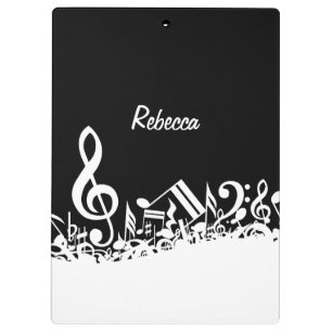 Porte-bloc Notes musicales brouillées blanches personnalisé