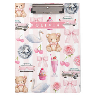 Porte-bloc Nounours Rétro Mignon Rose Personnalisé Coquette