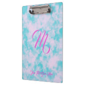 Porte-bloc Nuages mignons Monogramme rose et bleu (Gauche)