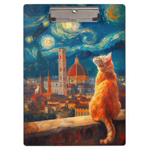 Porte-bloc Nuit étoilée sur Florence Art du chat roux