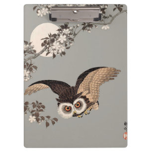 Porte-bloc Nuit Japonaise Chouette Lune Bois Coupe Flying Nig