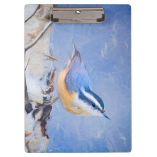 Porte-bloc Nuthatch à poitrine rouge Peinture d'art original 