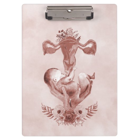 Porte-bloc Ob/Gyn Midwoman Florale Enfance Cervix Ovaires (Devant)