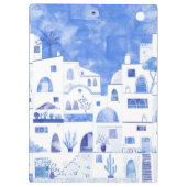Porte-bloc Oia Santorini Grèce Aquarelle Ville Peinture (Dos)