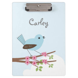 Porte-bloc Oiseau bleu dans l'arbre en fleurs Cute personnali