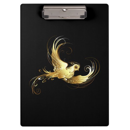 Porte-bloc Oiseau d'or sur Arrière - plan noir (Devant)