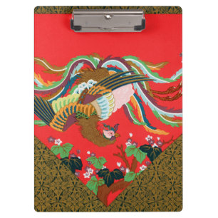 Porte-bloc Oiseau Phoenix Rouge Vintage Art Japonais G.A. Aud