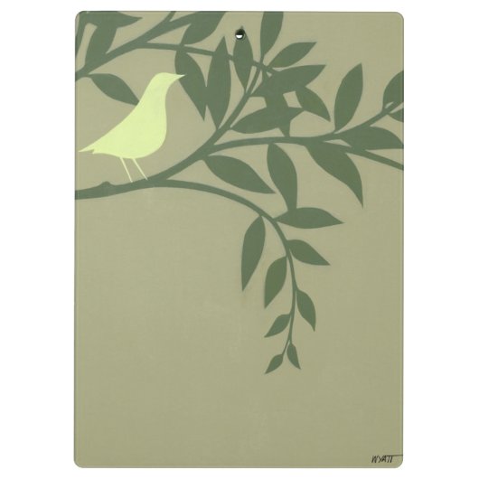 Porte-bloc Oiseau vert perché sur une branche verte (Dos)