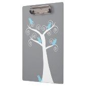 Porte-bloc Oiseaux bleus sur fond gris d'arbre blanc (Gauche)