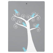 Porte-bloc Oiseaux bleus sur fond gris d'arbre blanc (Dos)